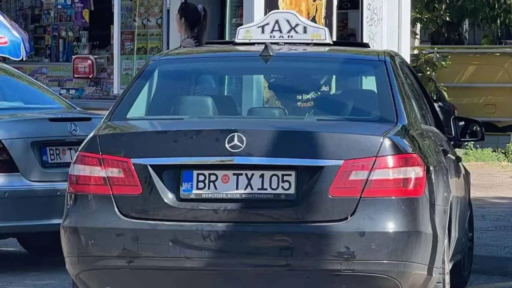 Taxi number plate in Montenegro